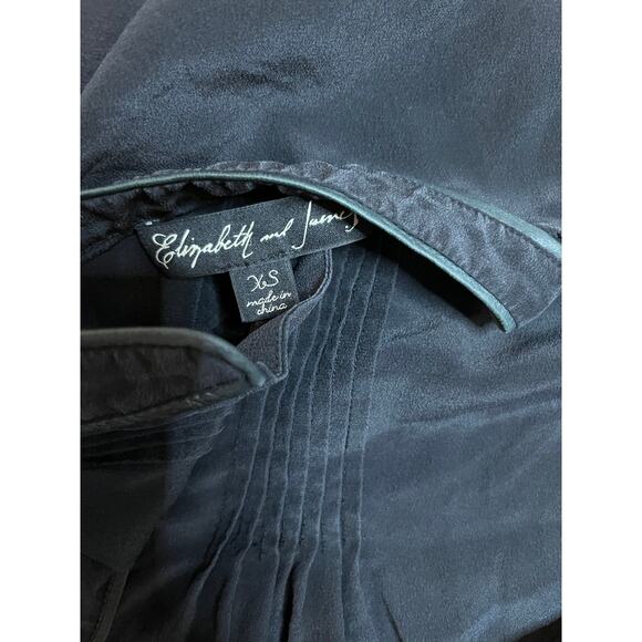 Elizabeth and James 100% silk blouse‎ with lambskin leather trim XS Loose fit - Picture 3 of 5